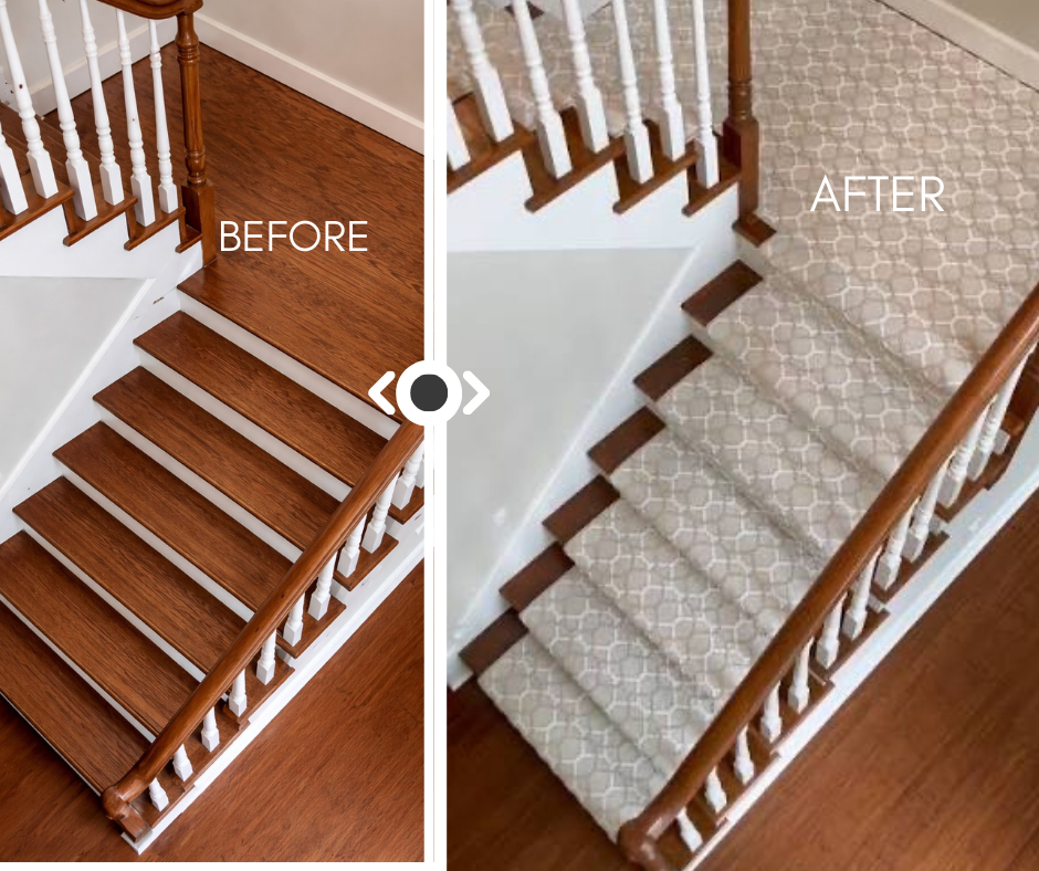 Staircase update before and after flooring project