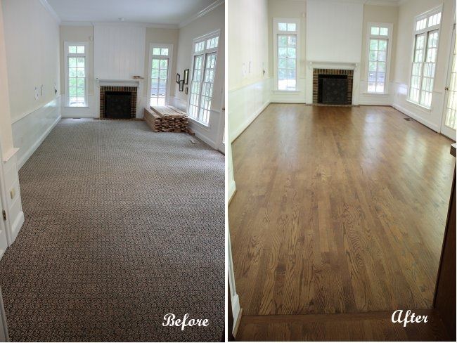 Living room transformation before and after flooring project